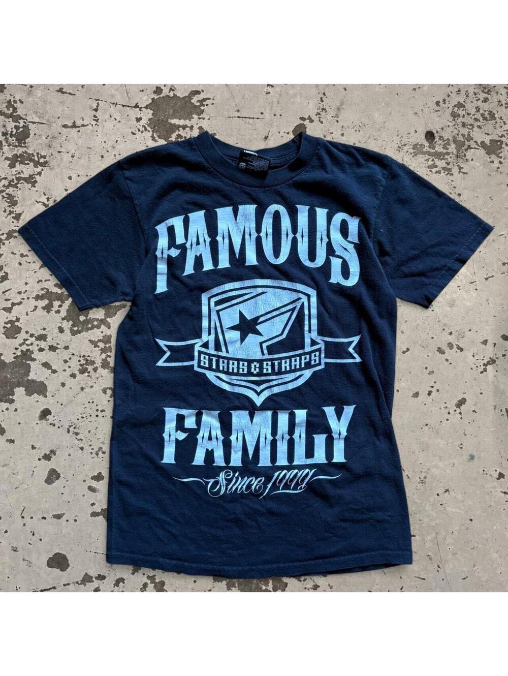 Mens Y2K Famous Stars and Straps black t-shirt